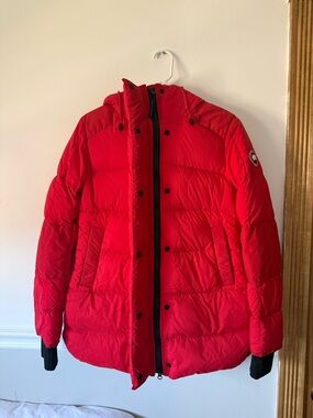 Canada Goose Red Down Hooded Puffer Jacket - Women, small